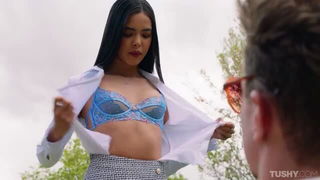 Petite Beau anal in blue lace xxx movie