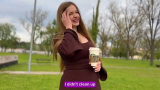 Cumatozz smiling with Starbucks outdoors porn movie