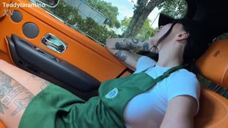 Indica Marie in orange car porno video
