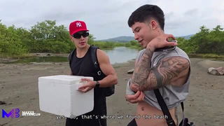 Beach threesome with Danner Mendez porno movie