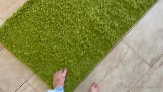 Crystal Clark barefoot on shag rug hot porn scene