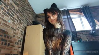 Catgirl fishnet bodysuit tease hot porn scene