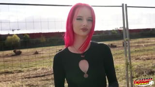 Pink-haired redhead outdoors xxx video online